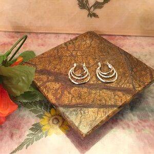 Chic Silver Textured Hoop Earrings